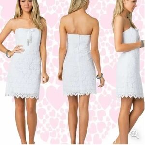 Lilly Pulitzer Larter Dress Truly bumble Bee Lace Strapless Dress white Size 0